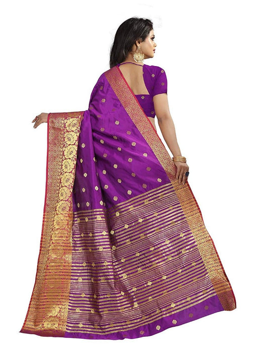 Purple Color Weaving Cotton Silk Saree With Blouse