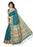 Turquoise Color Printed Khadi Silk Jhalor Saree With Blouse