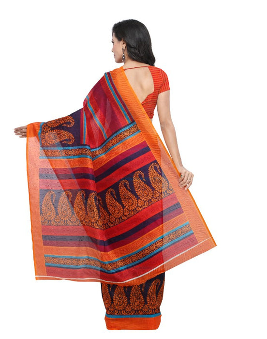 Multi Color Printed Bhagalpuri Silk Saree With Blouse only in Bigswipe