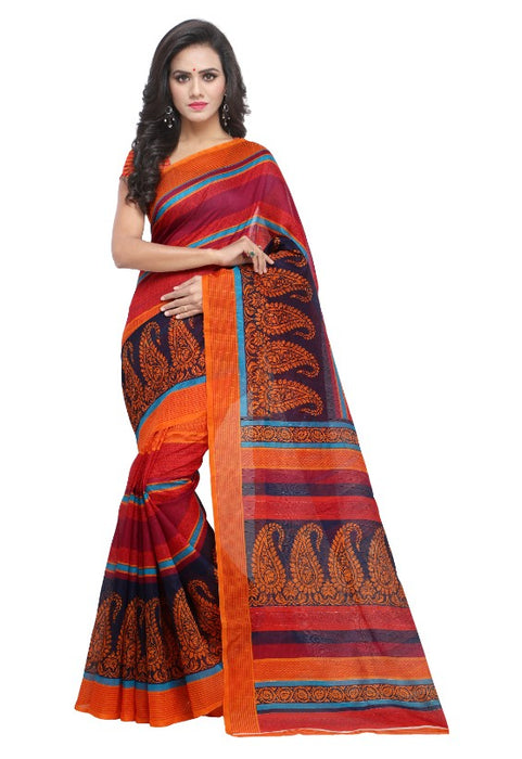 Multi Color Printed Bhagalpuri Silk Saree With Blouse only in Bigswipe