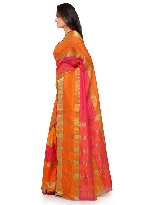 Orange,Pink Color Poly Silk Saree only in Bigswipe