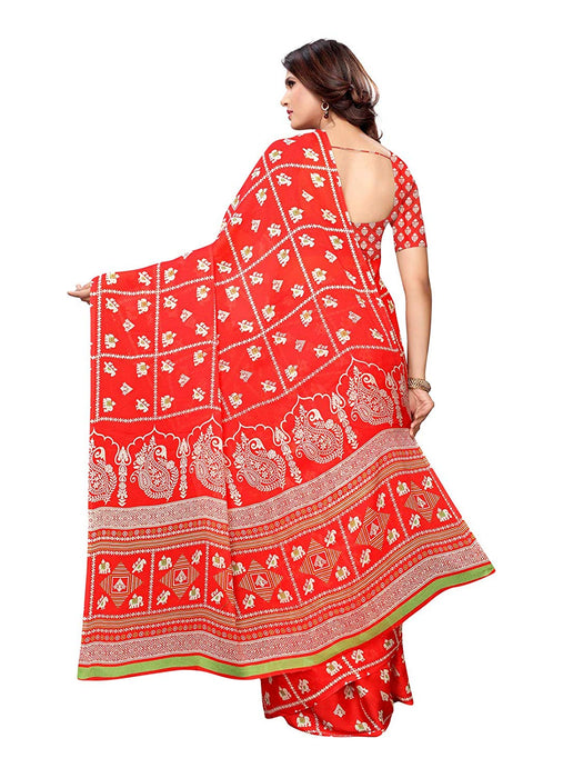 Red, Multi Color Chiffon Saree