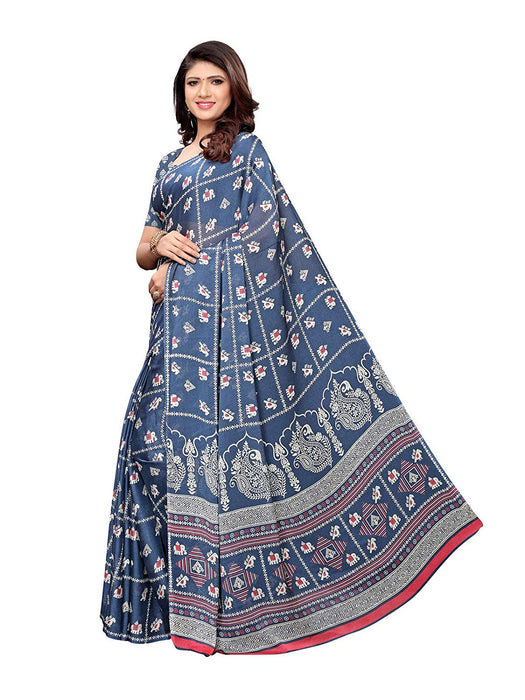 Grey, Multi Color Chiffon Saree only in Bigswipe