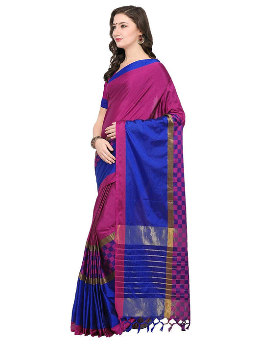 Magenta, Blue Color Poly Silk Saree only in Bigswipe