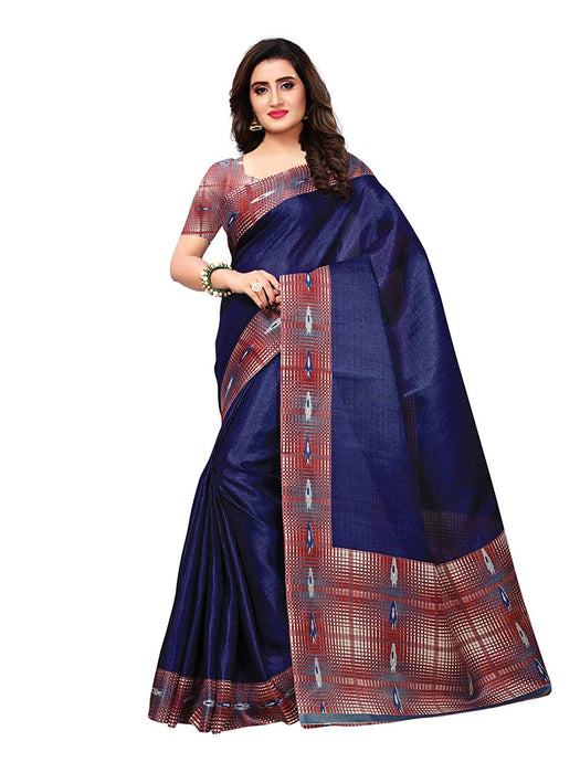 Navy Blue, Red Color Art Silk Saree only in Bigswipe