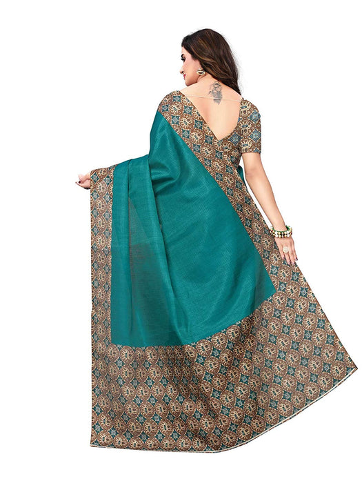 Turquoise, Multi Color Art Silk Saree