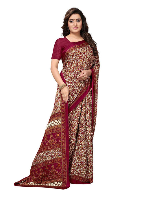 Beige, Maroon, Multi Color Crepe Saree only in Bigswipe