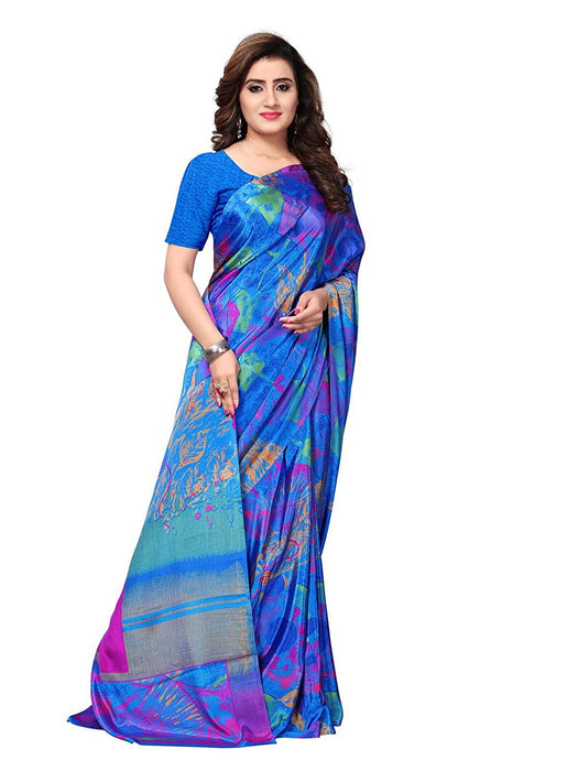 Blue, Multi Color Crepe Saree only in Bigswipe