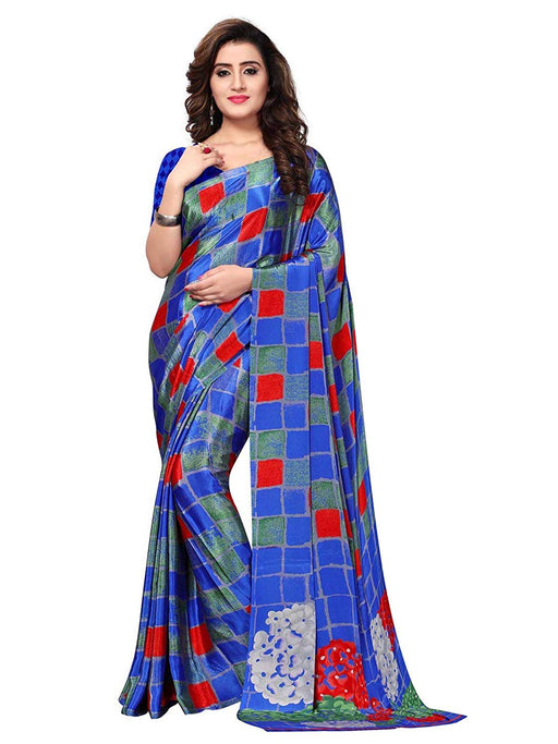 Blue, Multi Color Crepe Saree only in Bigswipe