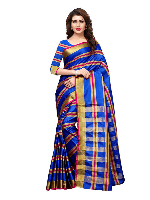 Blue, Golden Color Poly Silk Saree only in Bigswipe