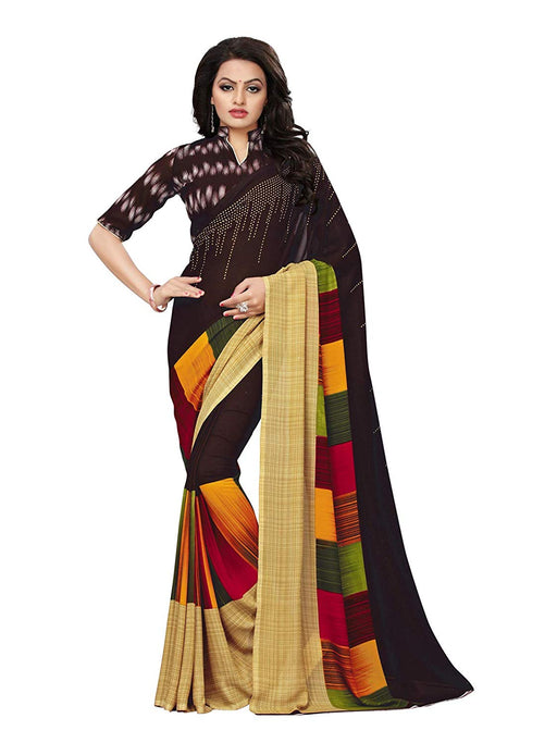 Brown, Multi Color Georgette Saree only in Bigswipe