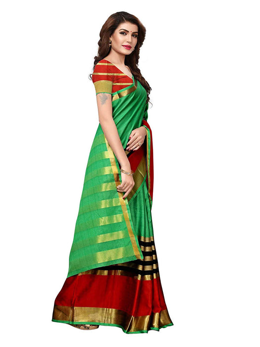 Green, Red, Black Color Poly Silk Saree only in Bigswipe