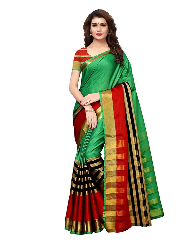 Green, Red, Black Color Poly Silk Saree only in Bigswipe