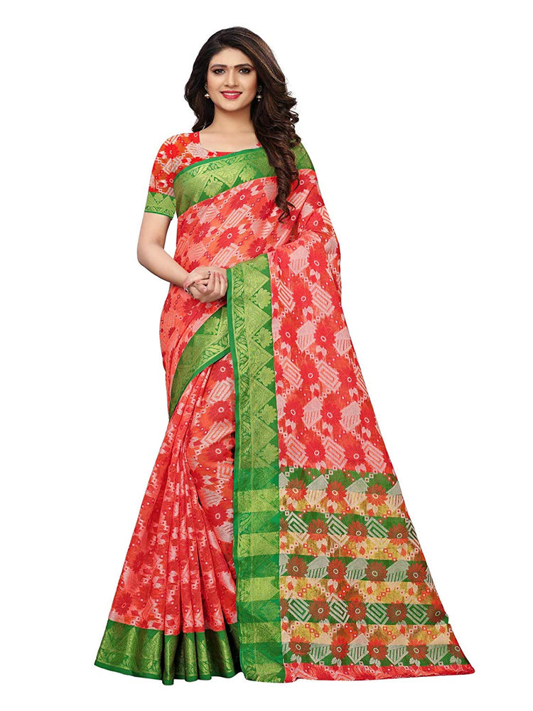 Green, Red Color Poly Silk Saree only in Bigswipe