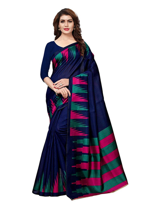 Navy Blue, Multi Color Kashmiri Silk (Art Silk) Saree only in Bigswipe