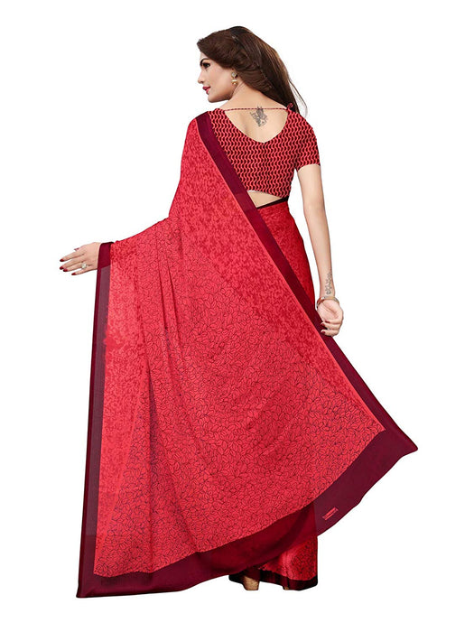 Red, Maroon Color Georgette Saree