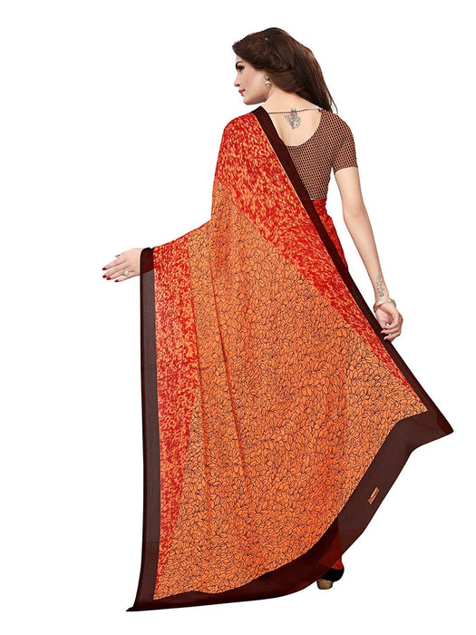 Orange, Brown Color Georgette Saree only in Bigswipe