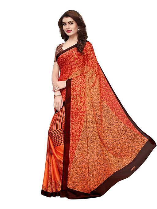 Orange, Brown Color Georgette Saree only in Bigswipe