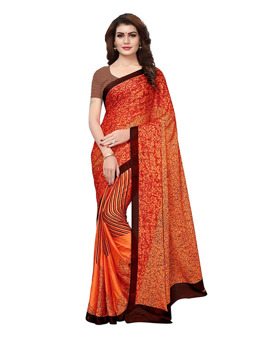 Orange, Brown Color Georgette Saree only in Bigswipe