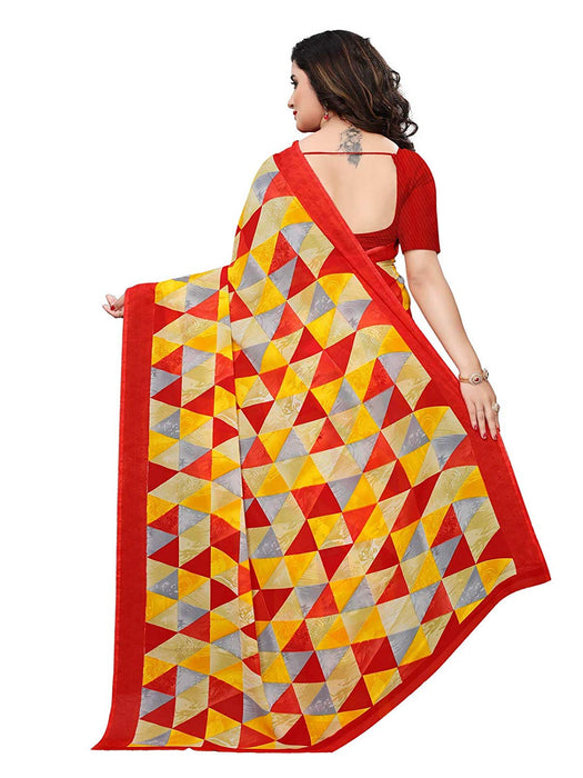 Red, Multi Color Georgette Saree