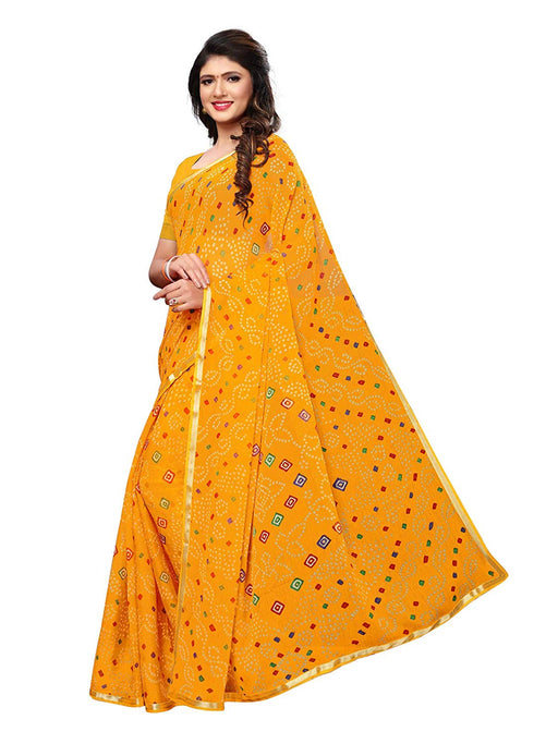 Yellow, Multi Color Chiffon Saree