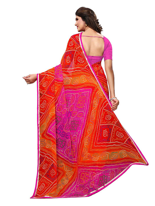 Pink, Orange, Multi Color Chiffon Saree only in Bigswipe