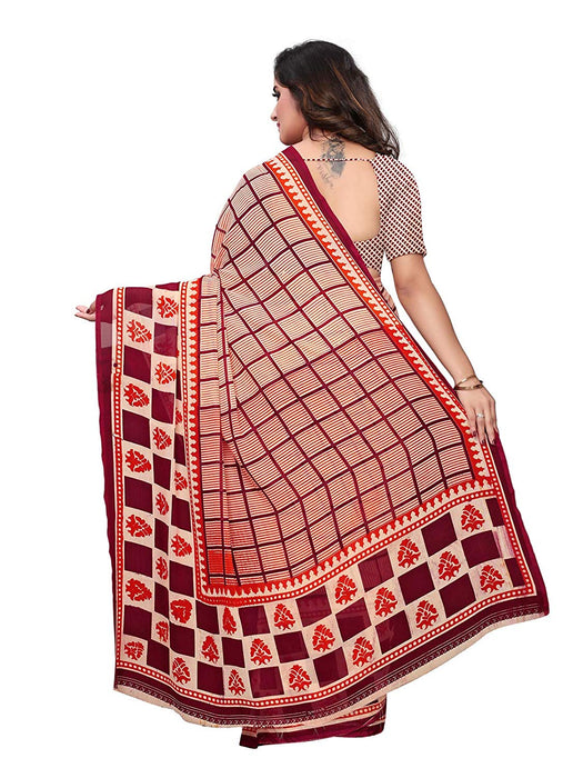 Red, Maroon Color Georgette Saree