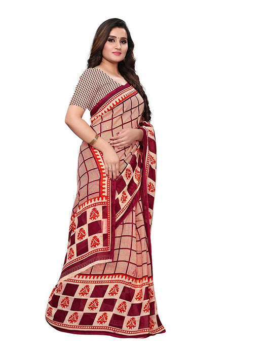 Red, Maroon Color Georgette Saree