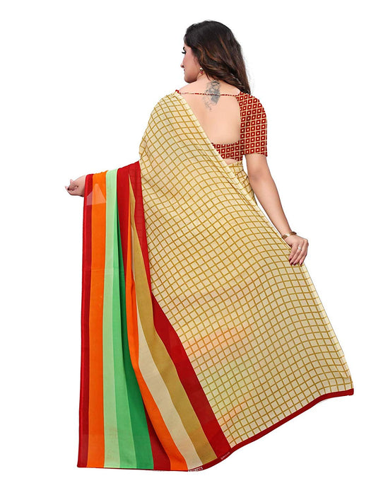 Beige, Multi Color Georgette Saree only in Bigswipe