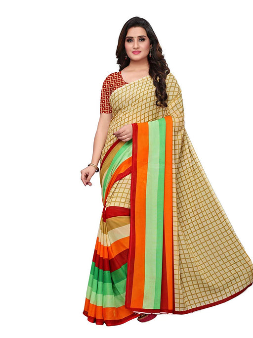 Beige, Multi Color Georgette Saree only in Bigswipe