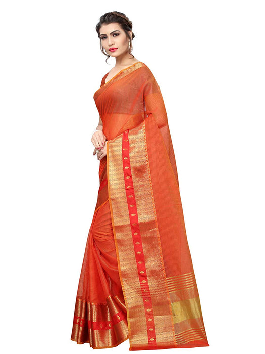 Orange Color Poly Silk Saree only in Bigswipe