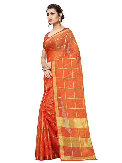 Orange Color Poly Silk Saree only in Bigswipe