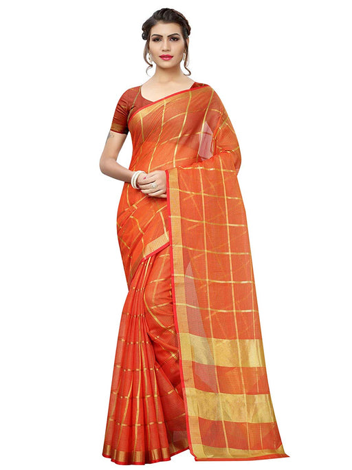 Orange Color Poly Silk Saree only in Bigswipe