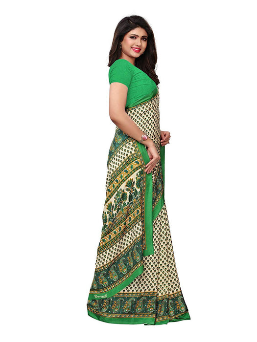 Green, Beige, Multi Color Crepe Saree only in Bigswipe