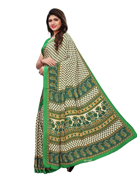 Green, Beige, Multi Color Crepe Saree only in Bigswipe