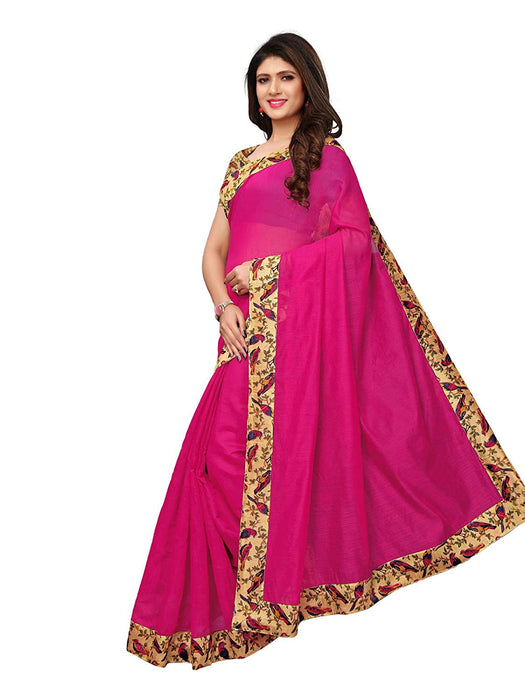 Pink Color Chanderi Silk Saree only in Bigswipe