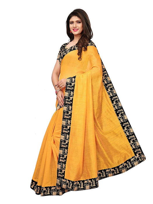 Yellow Color Chanderi Silk Saree