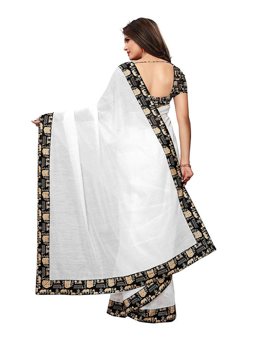 White Color Chanderi Silk Saree