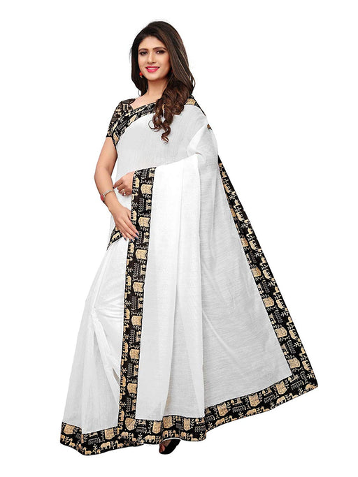 White Color Chanderi Silk Saree