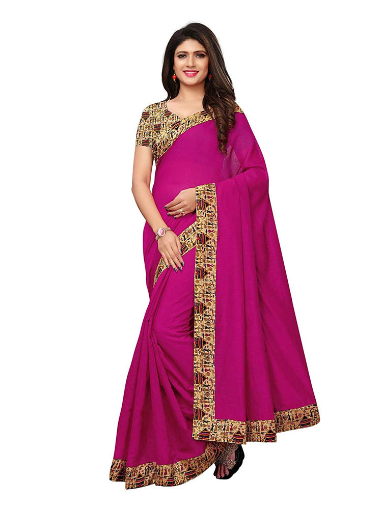 Pink Color Chanderi Silk Saree only in Bigswipe