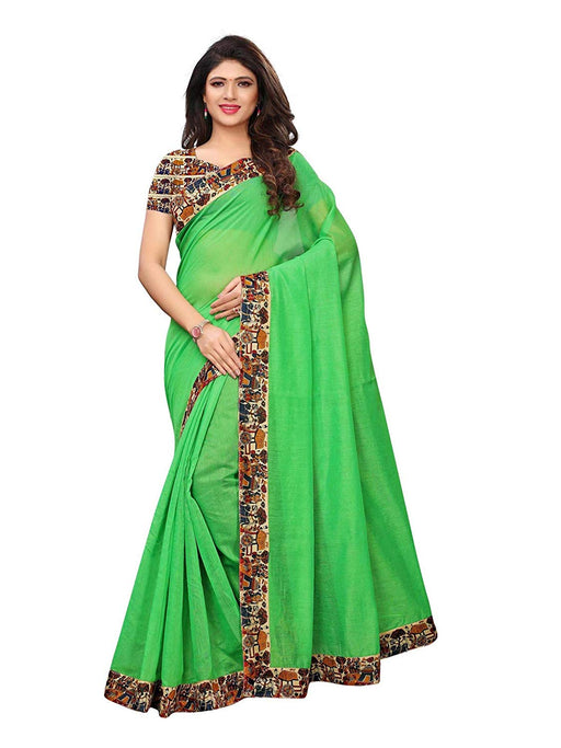 Green Color Chanderi Silk Saree only in Bigswipe