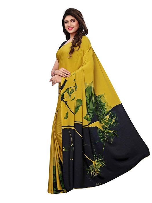 Green, Black Color Crepe Saree only in Bigswipe