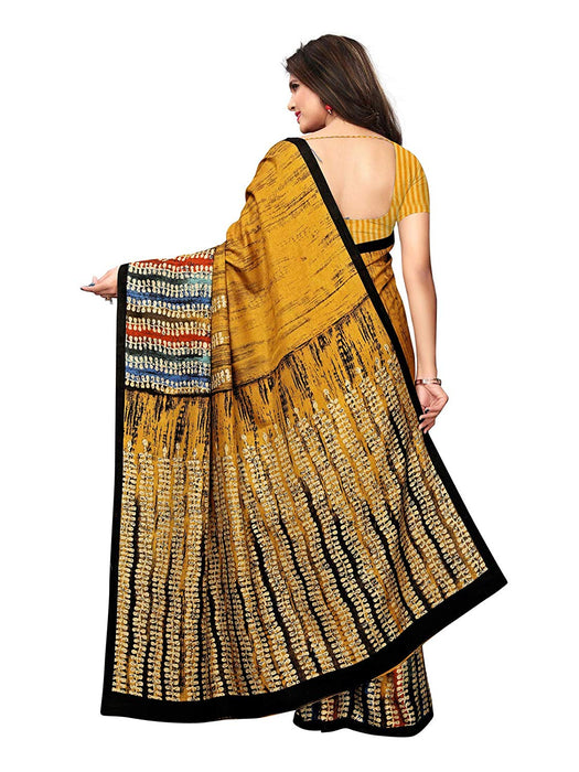 Yellow, Multi Color Vichitra Silk (Poly Silk) Saree