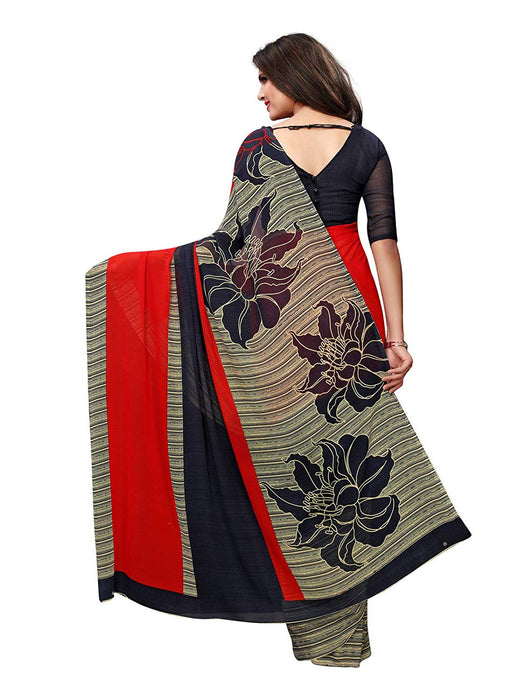 Red, Navy Blue, Multi Color Georgette Saree