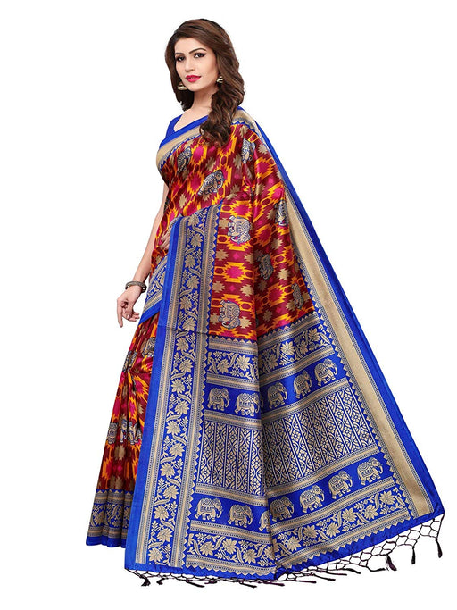 Blue, Maroon, Multi Color Poly Silk Saree only in Bigswipe