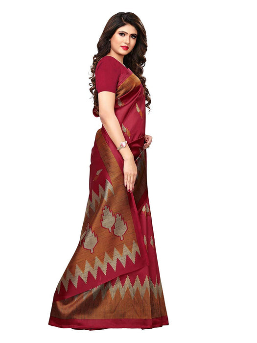 Maroon, Brown, Multi Color Poly Silk Saree only in Bigswipe