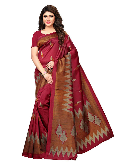 Maroon, Brown, Multi Color Poly Silk Saree only in Bigswipe