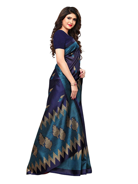 Navy Blue, Multi Color Poly Silk Saree only in Bigswipe