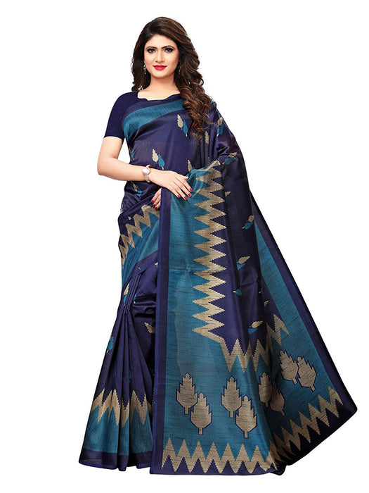 Navy Blue, Multi Color Poly Silk Saree only in Bigswipe