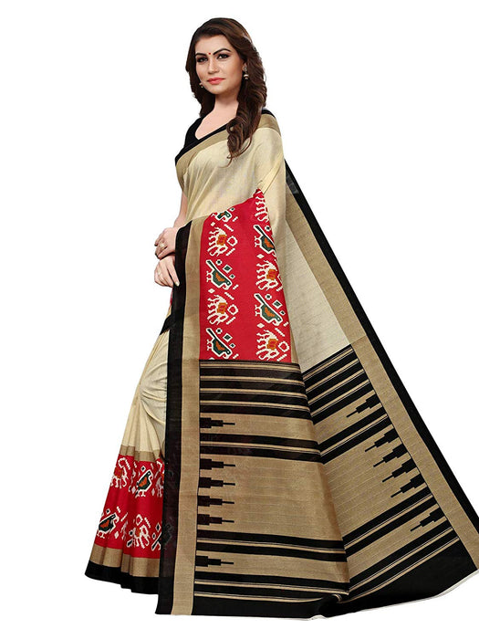 Beige, Multi Color Bhagalpuri Silk Saree only in Bigswipe